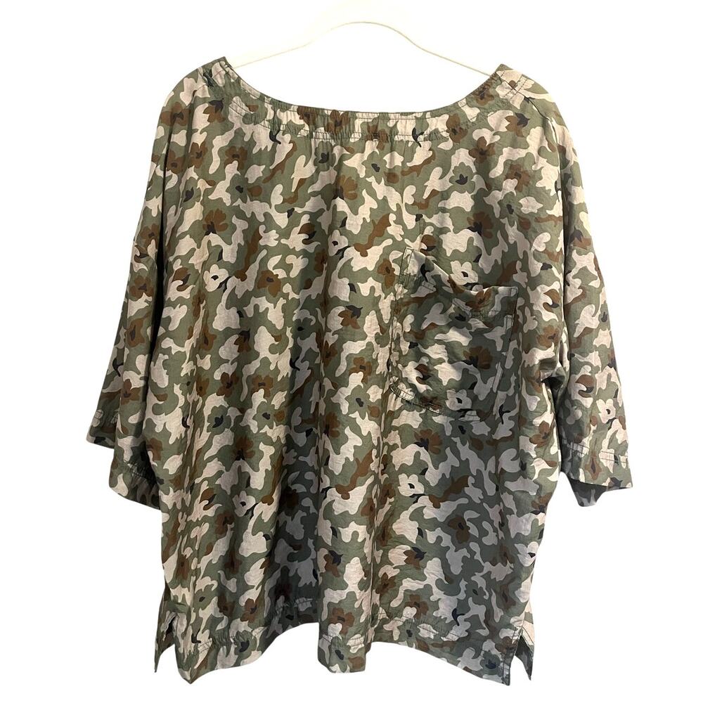 Lou & Grey Camo Top Blouse V Neck or Boat neck Light Weight Women's sz. S
